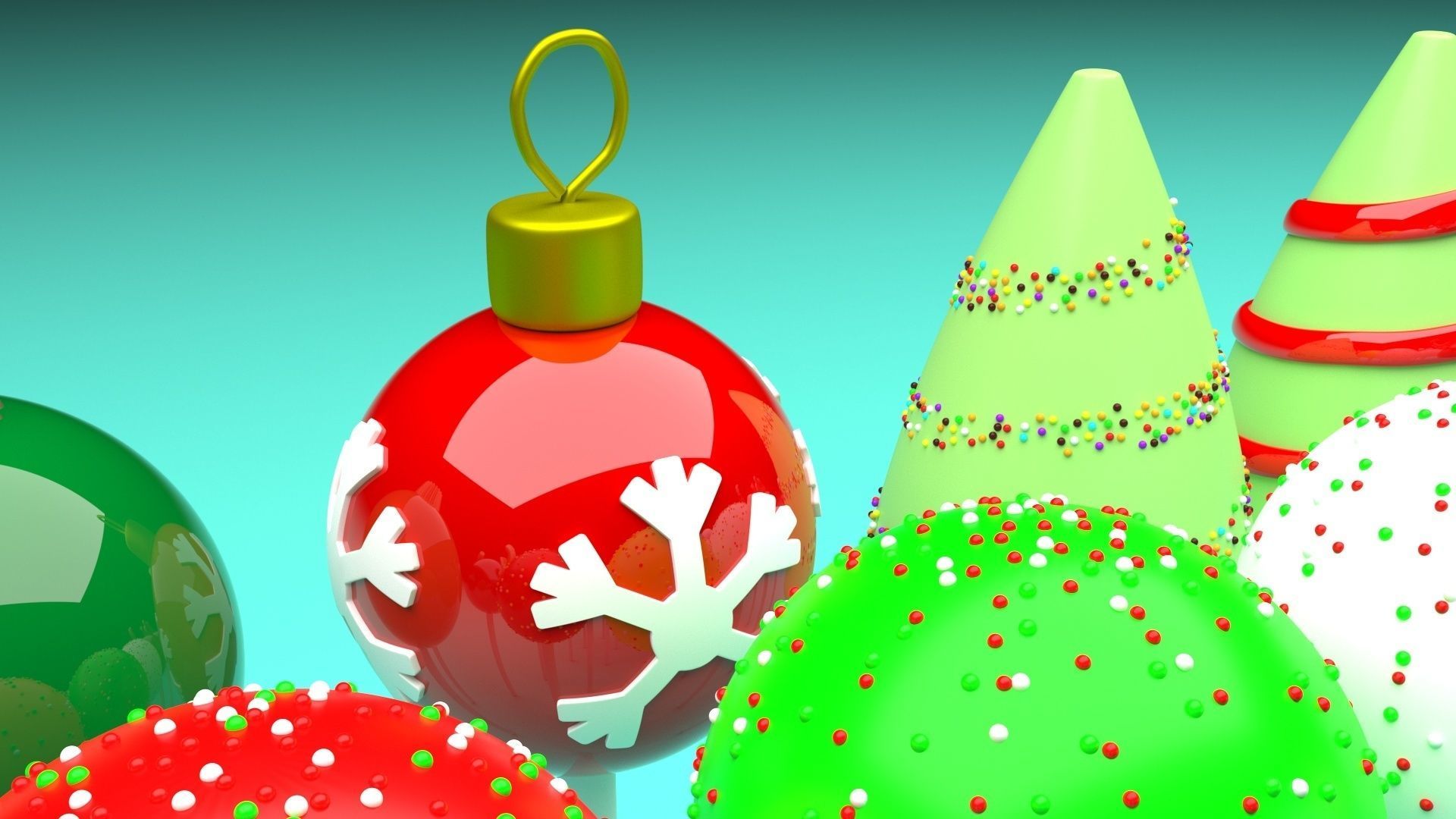 Christmas Cake Pops Set 3D model_90