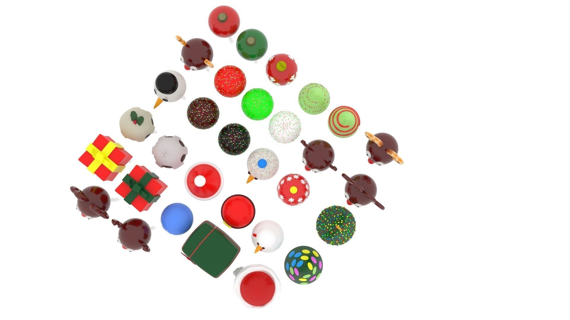 Christmas Cake Pops Set 3D model_1