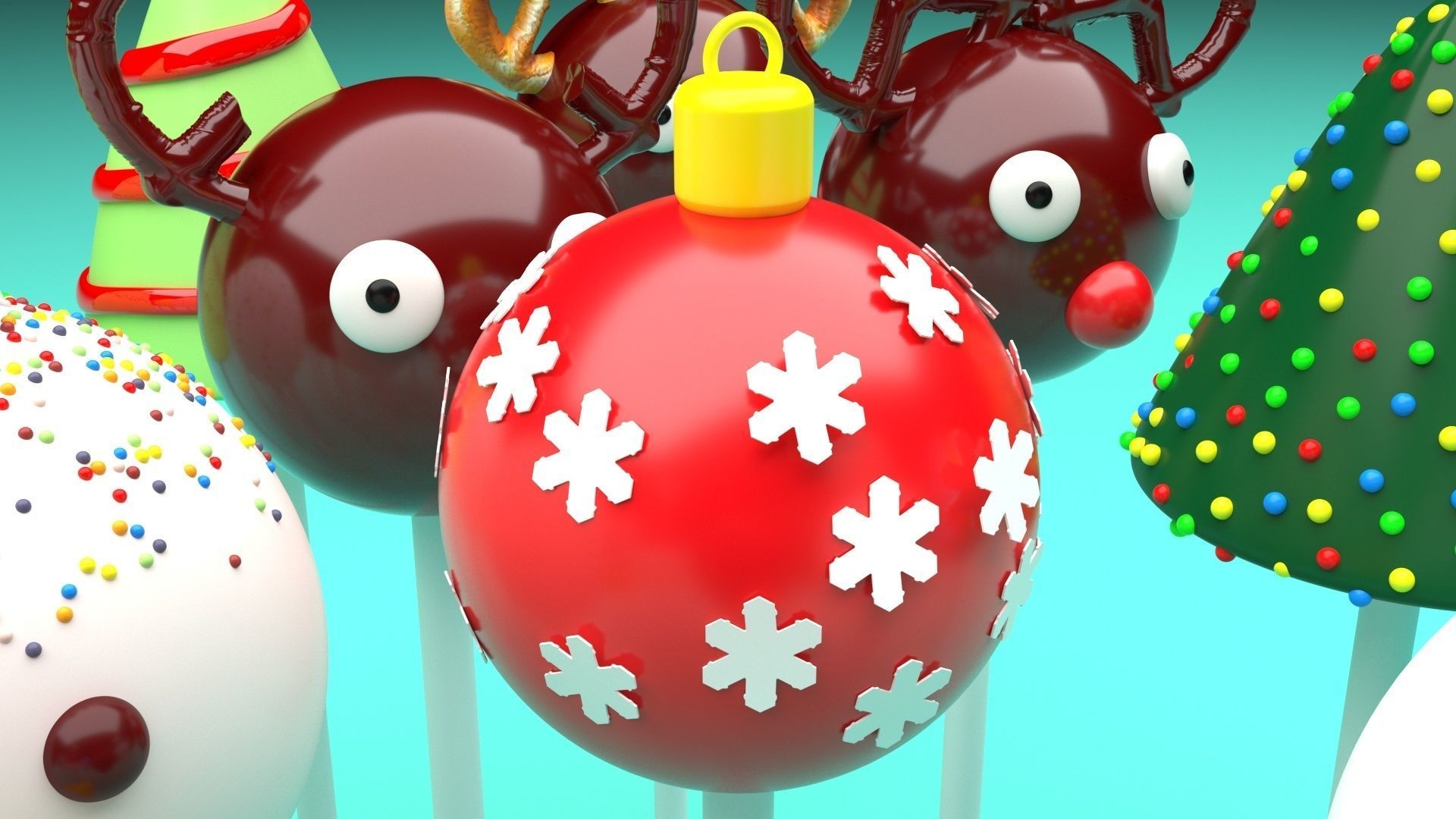 Christmas Cake Pops Set 3D model_91