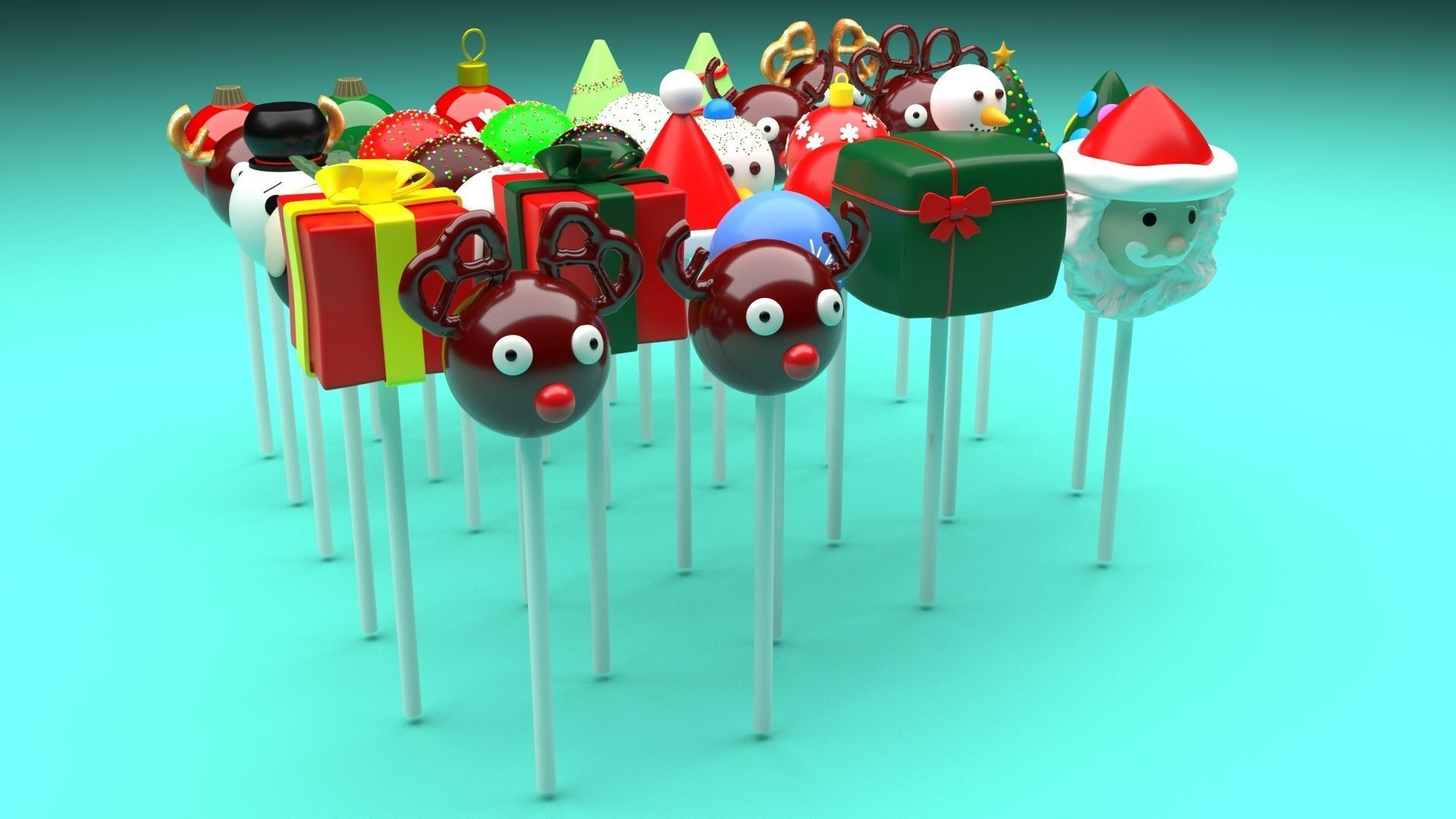 Christmas Cake Pops Set 3D model_94