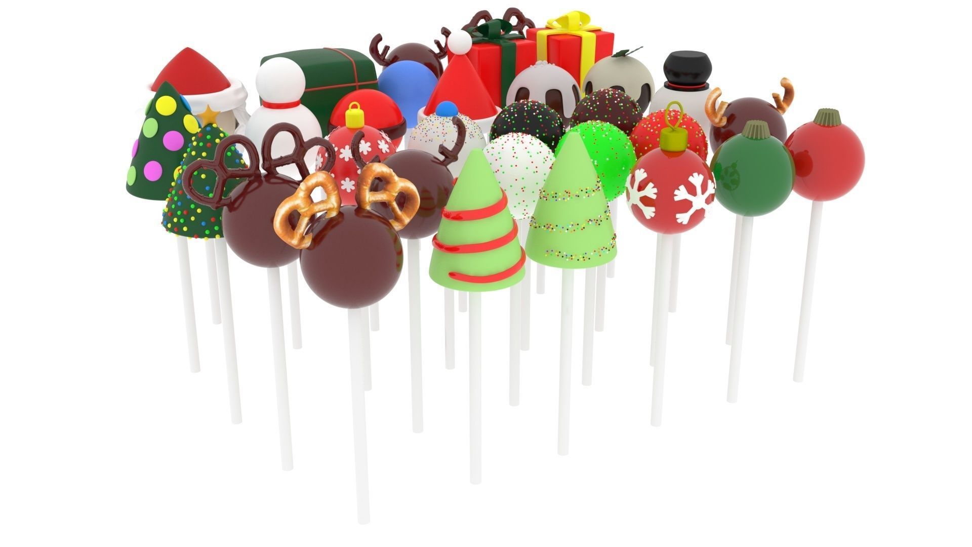 Christmas Cake Pops Set 3D model_2
