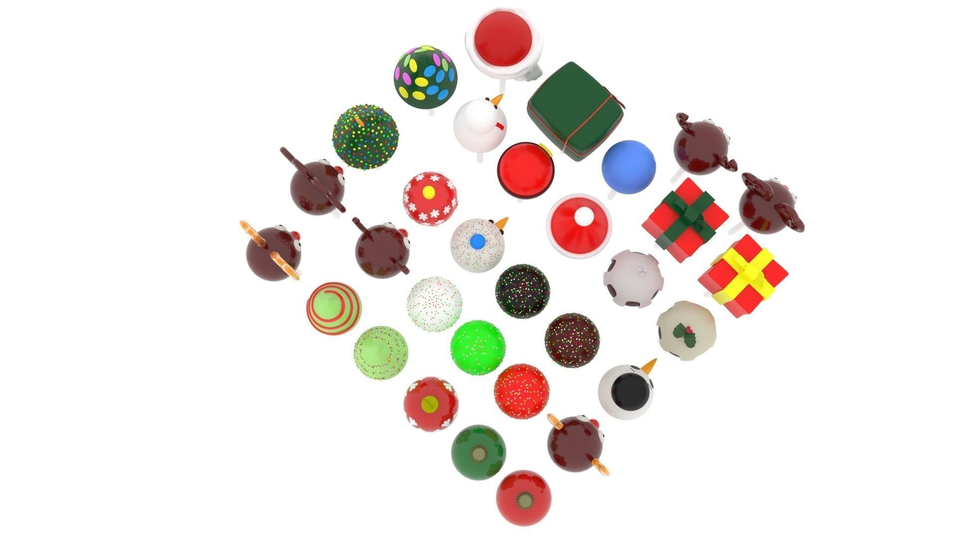 Christmas Cake Pops Set 3D model_3