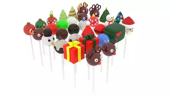 Christmas Cake Pops Set 3D model