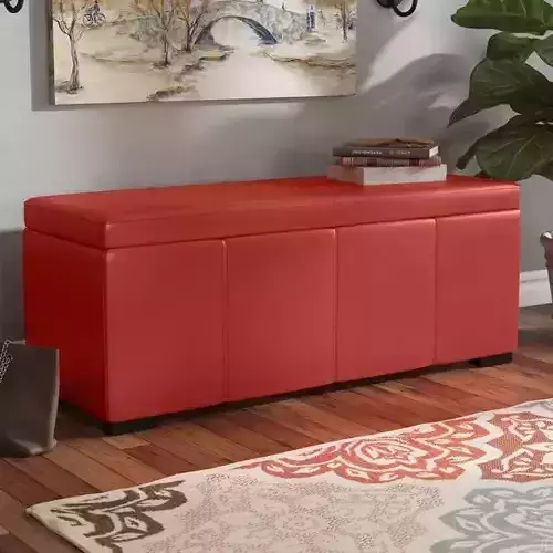 Haslett Wide Faux Leather Rectangle Storage Ottoman