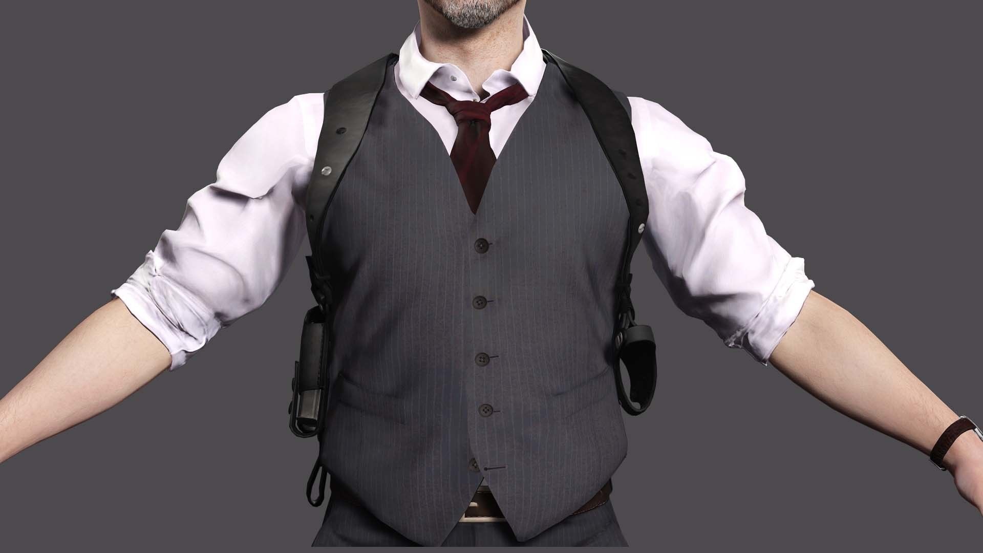 Dapper Defense - kivens Stylish Safeguard Low-poly 3D model_7