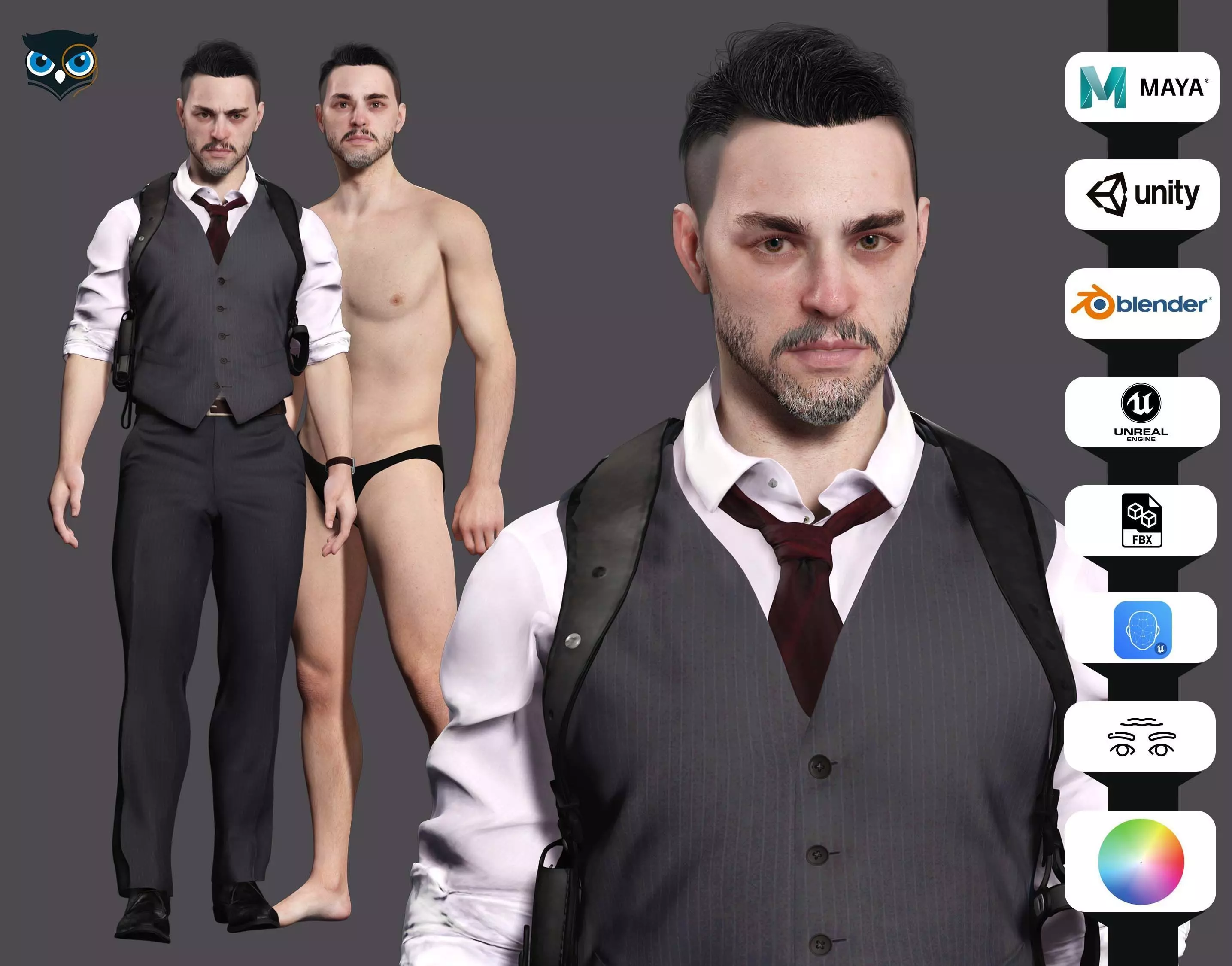 Dapper Defense - kivens Stylish Safeguard Low-poly 3D model_0