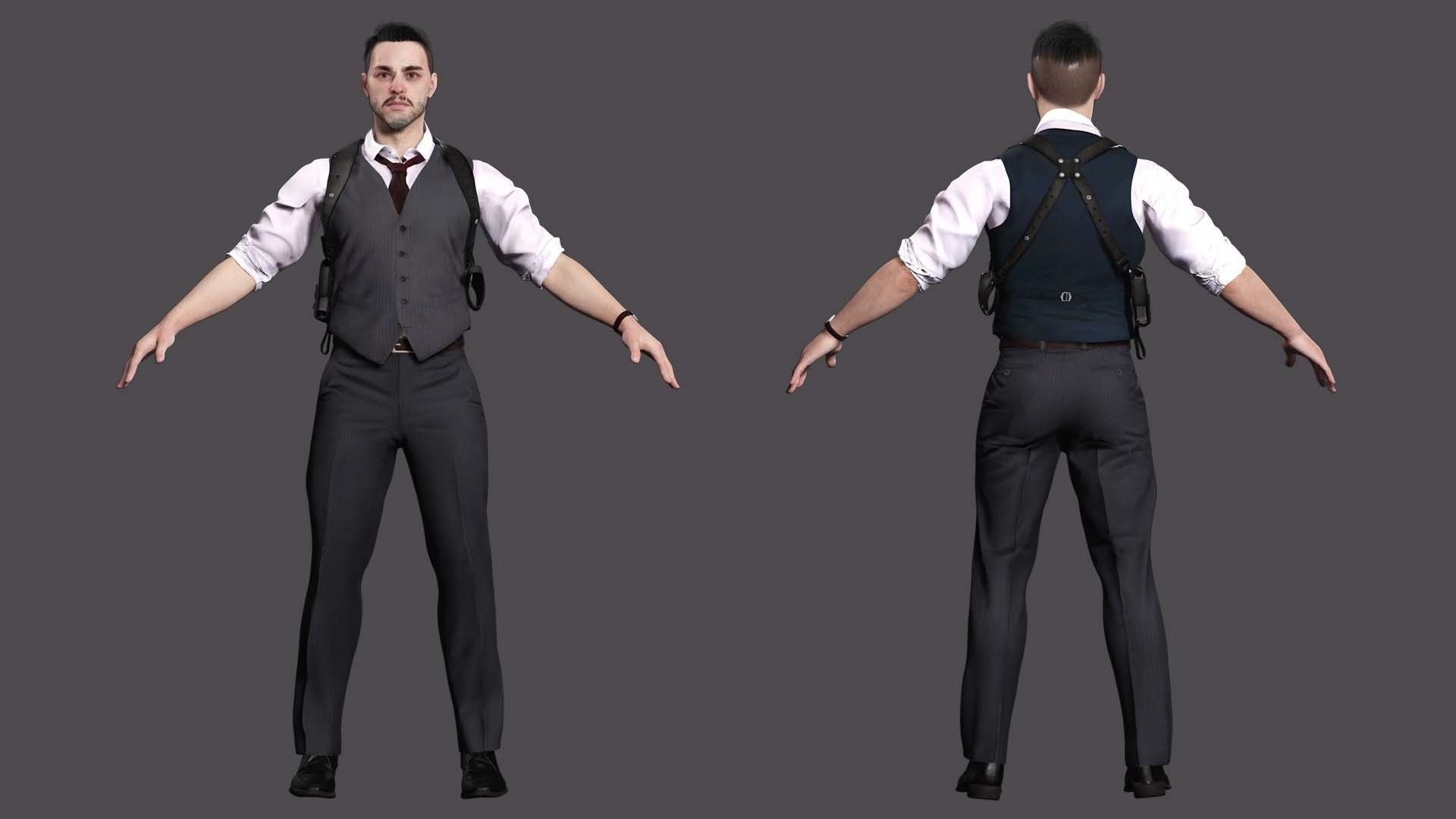 Dapper Defense - kivens Stylish Safeguard Low-poly 3D model_3