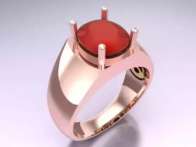 Oval Stone Ring - Mens Rings - N4229