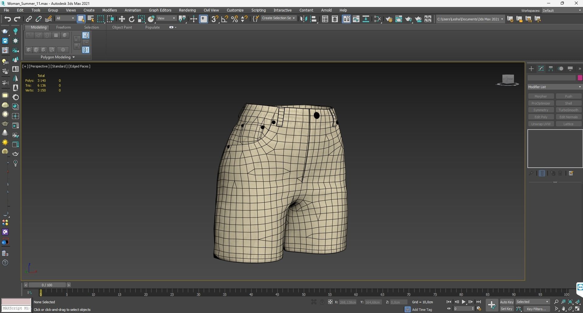 Womens Shorts Low-poly 3D model_3