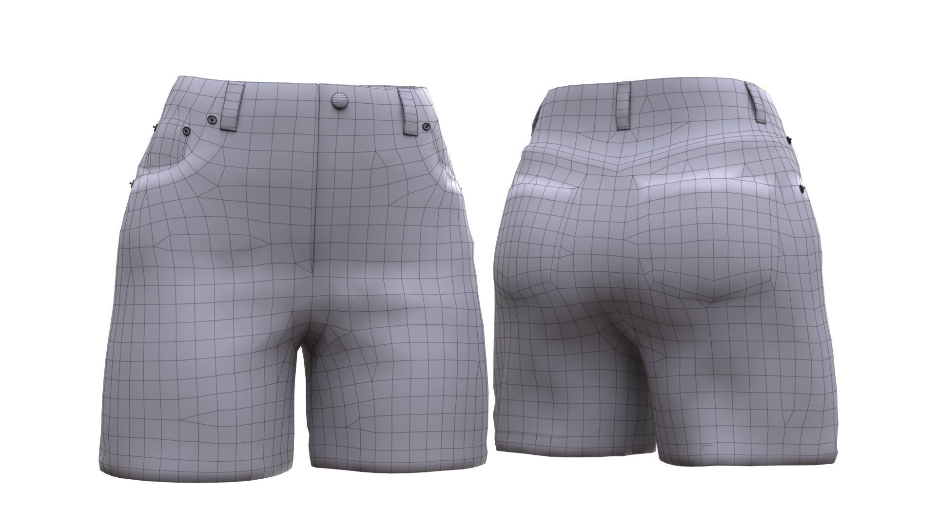 Womens Shorts Low-poly 3D model_9