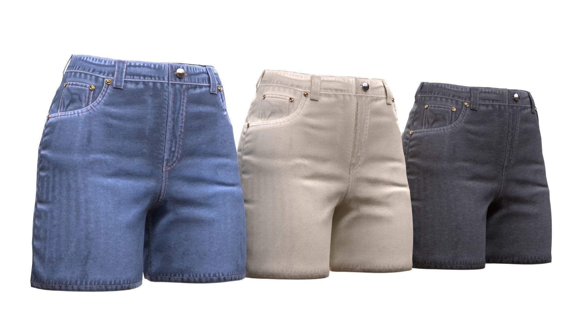 Womens Shorts Low-poly 3D model_2