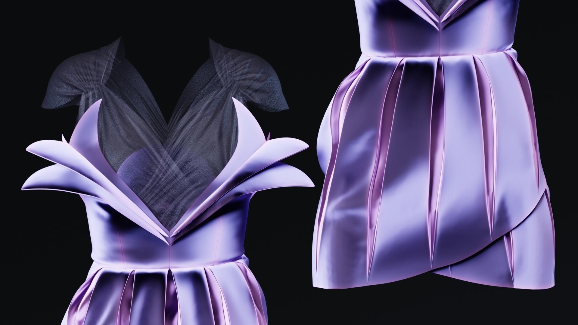 Flower Shaped Dress Fitted to Gen8 Body Mesh 3D model_5