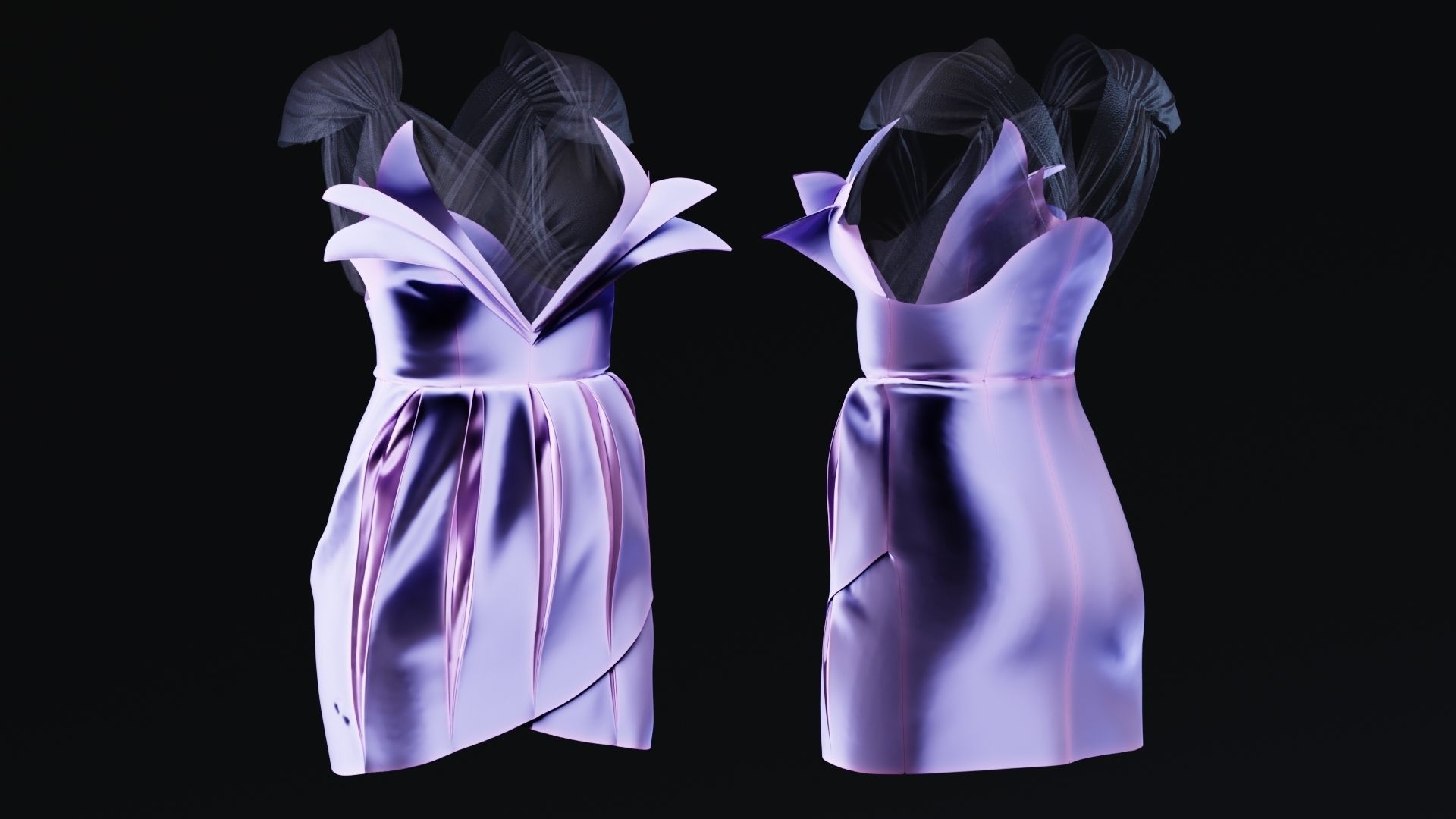Flower Shaped Dress Fitted to Gen8 Body Mesh 3D model_4