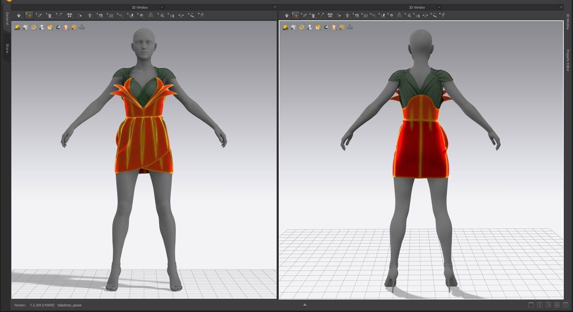Flower Shaped Dress Fitted to Gen8 Body Mesh 3D model_10