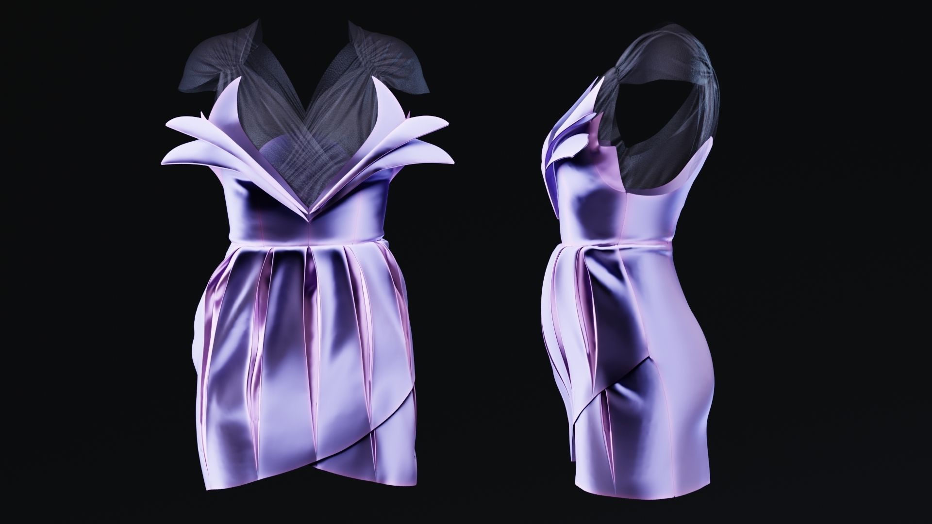 Flower Shaped Dress Fitted to Gen8 Body Mesh 3D model_3