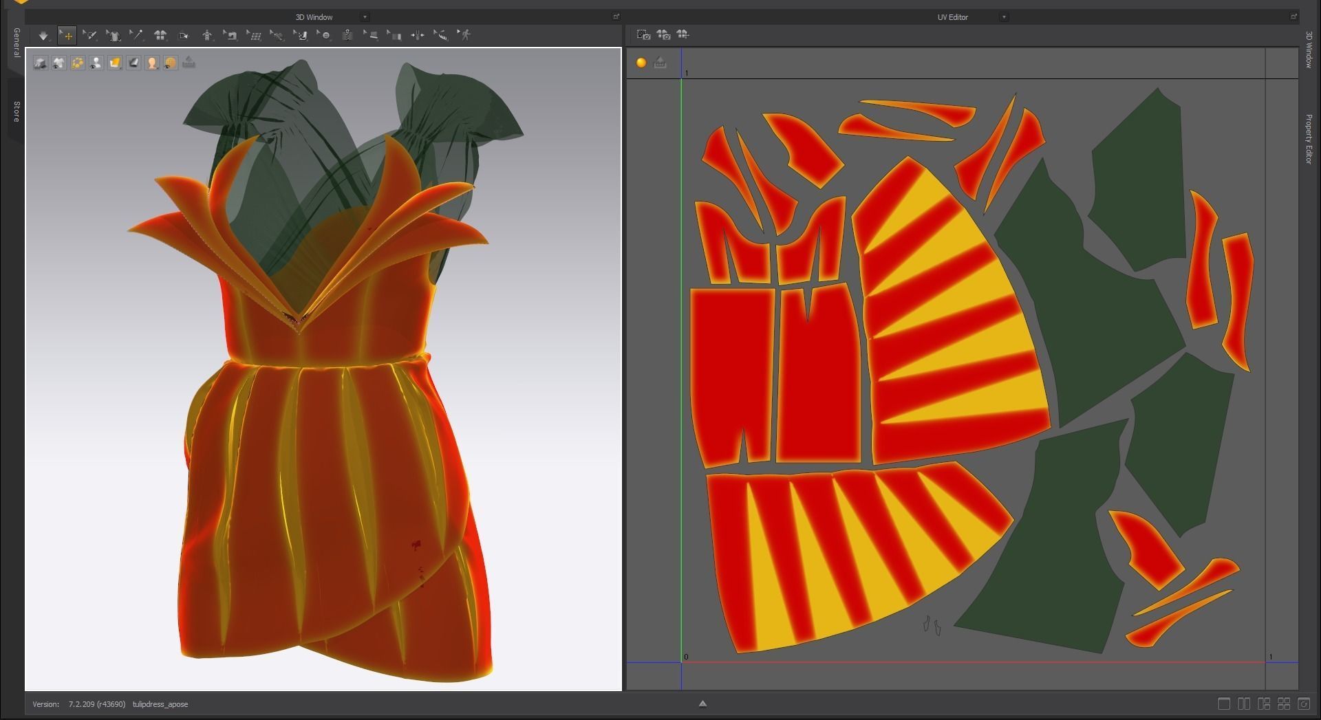 Flower Shaped Dress Fitted to Gen8 Body Mesh 3D model_9