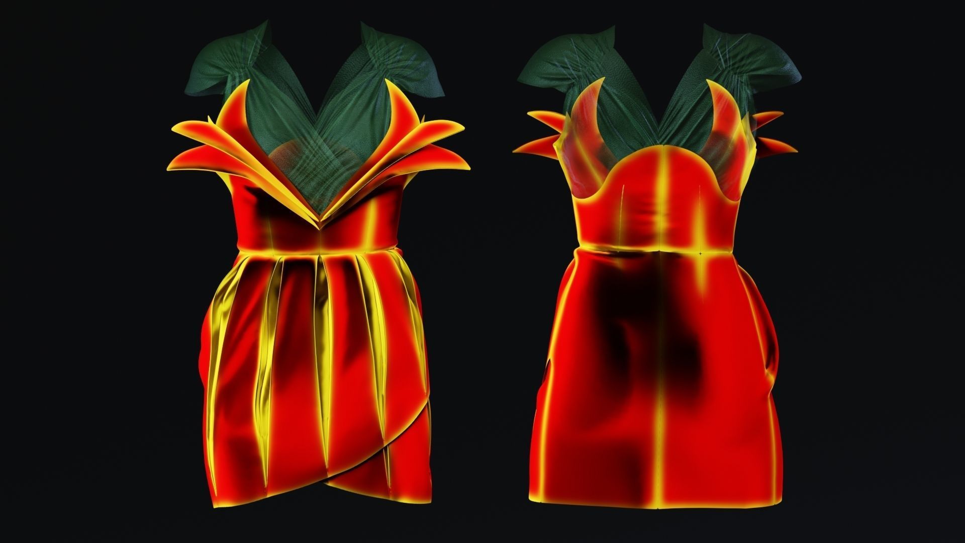 Flower Shaped Dress Fitted to Gen8 Body Mesh 3D model_7