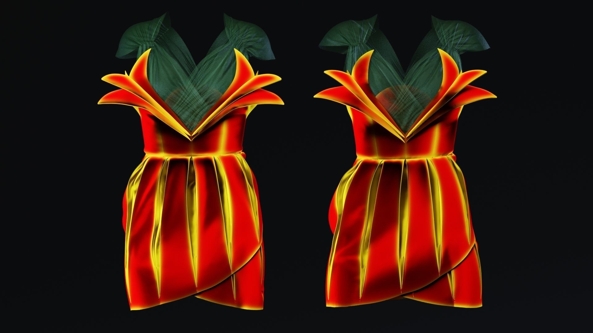 Flower Shaped Dress Fitted to Gen8 Body Mesh 3D model_6