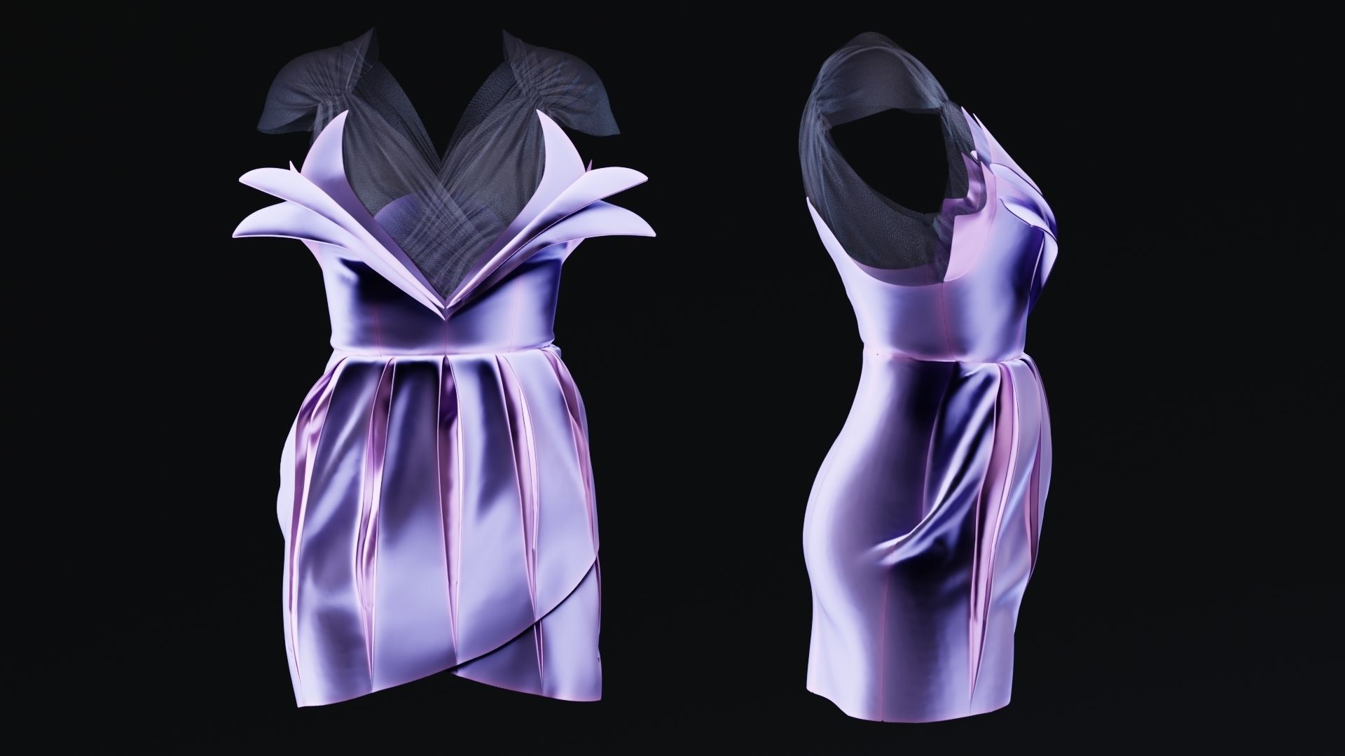Flower Shaped Dress Fitted to Gen8 Body Mesh 3D model_2