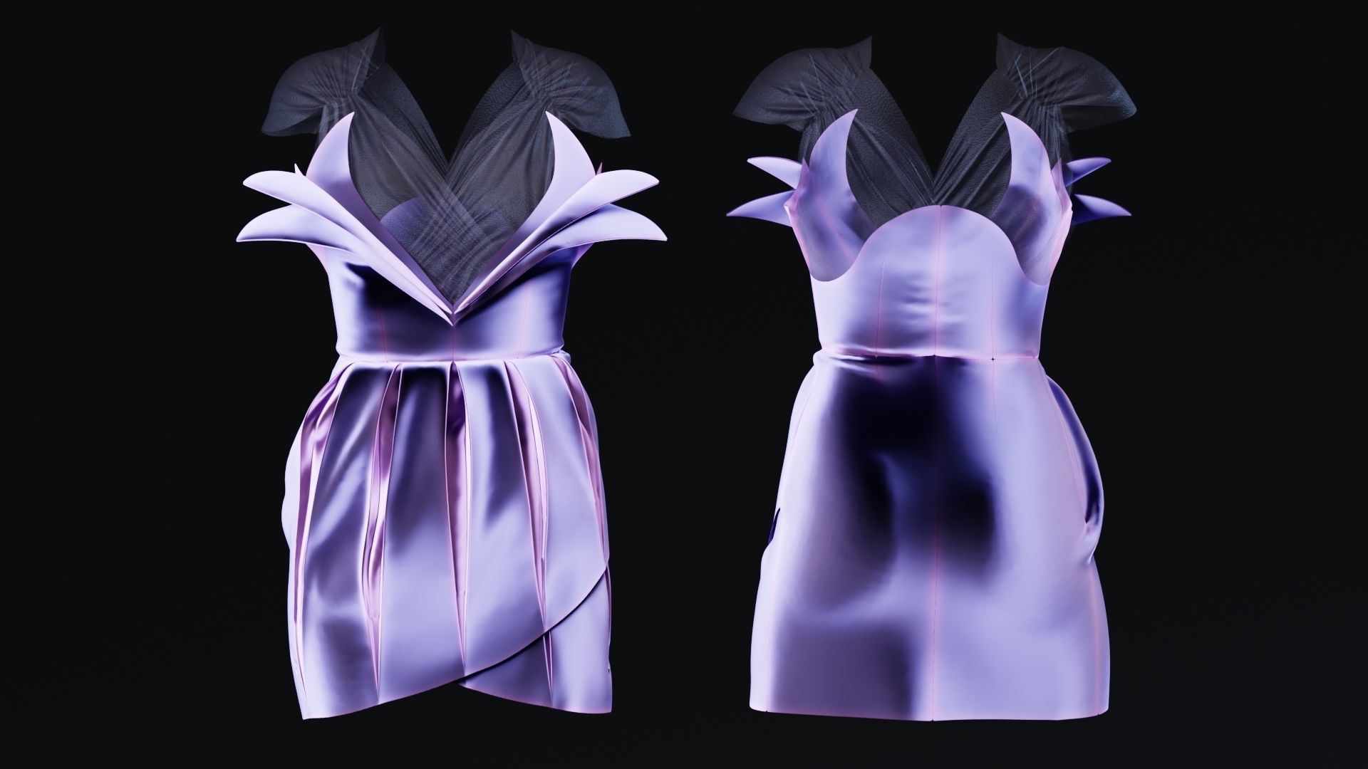Flower Shaped Dress Fitted to Gen8 Body Mesh 3D model_1