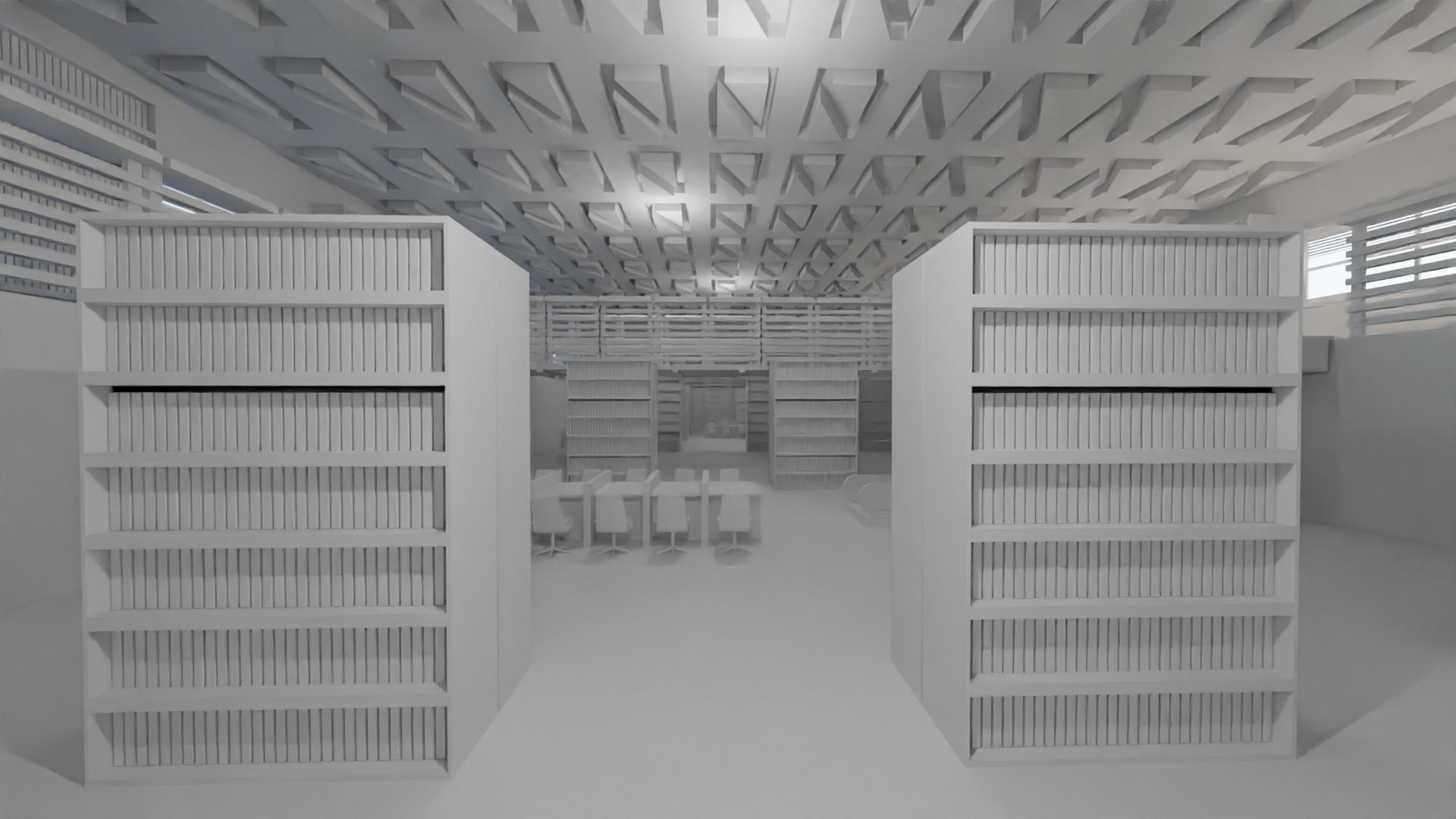 3D model Library interior - Bookstore - No Material VR / AR / low-poly ...