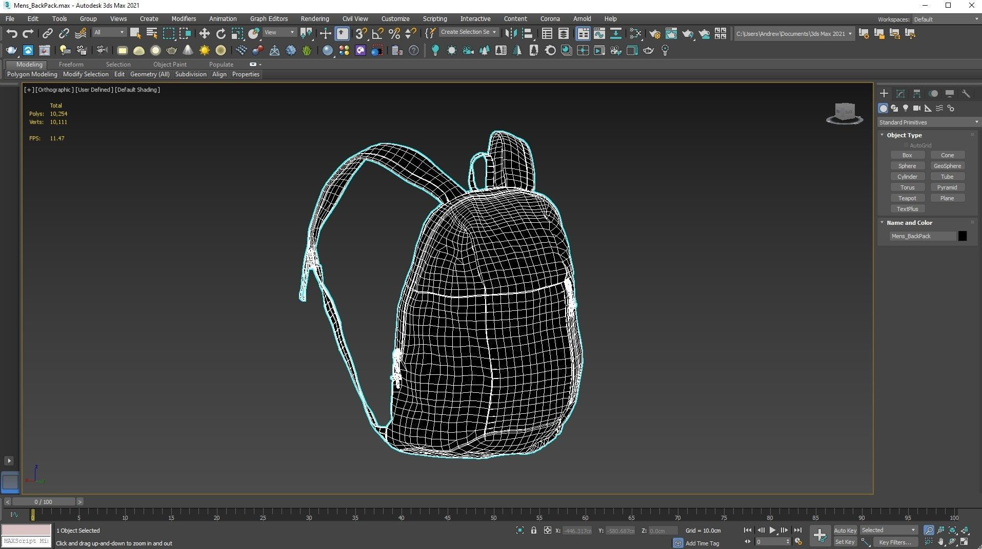 Backpack Low-poly 3D model_2