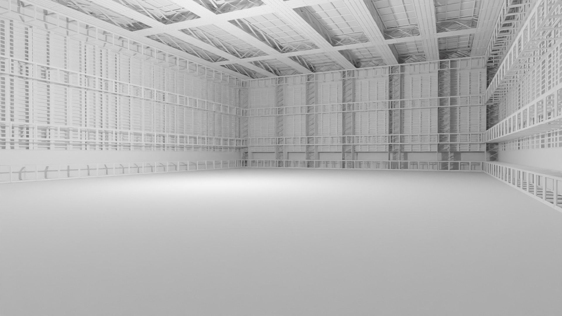 Hangar Interior - No Material Low-poly 3D model_2