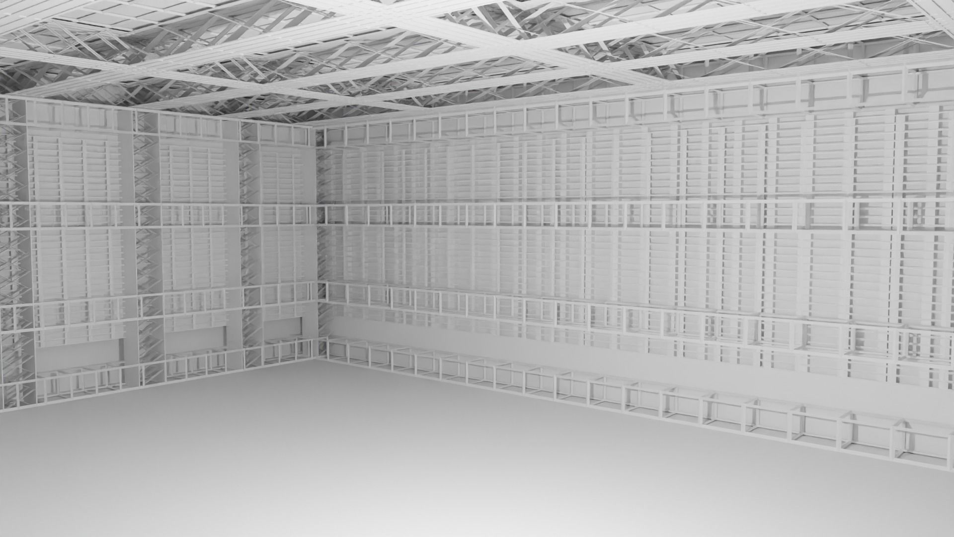 Hangar Interior - No Material Low-poly 3D model_3