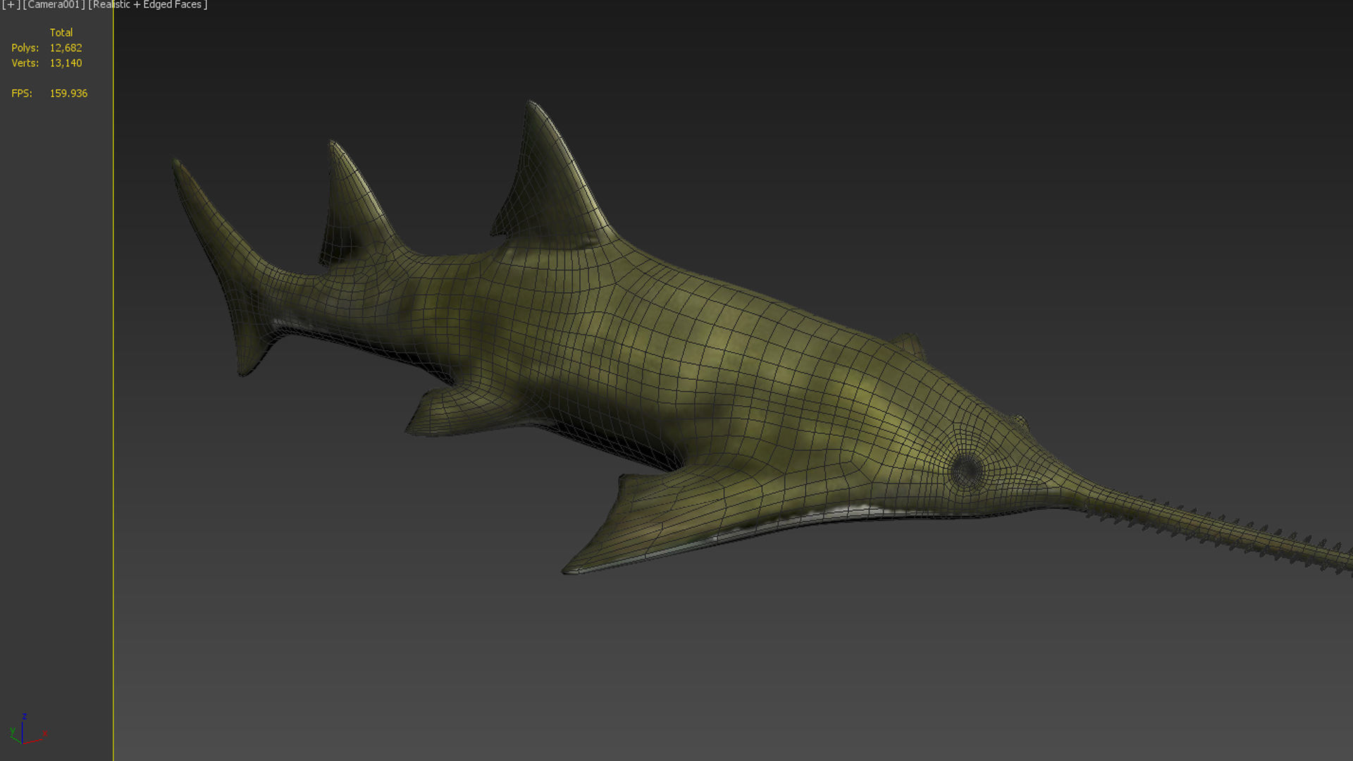 fish shark sawfish animal aquatic extinct ocean 3D model_3