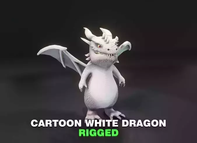 Cartoon White Dragon Rigged 3D Model