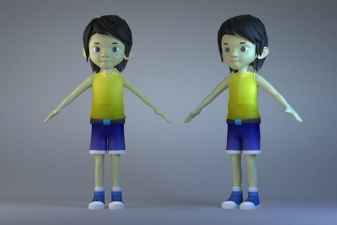 boy cartoon character family child role young human 3D model