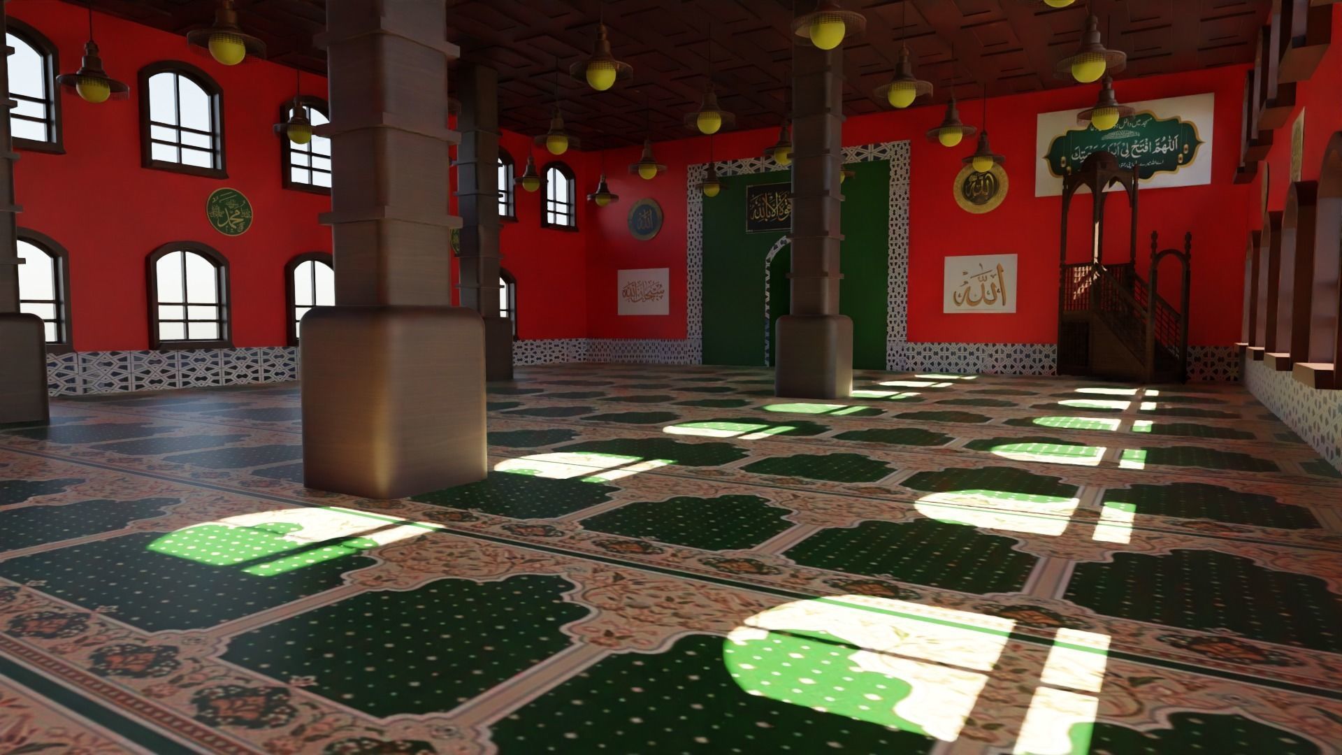 Mosque Interior Low-poly 3D model_5