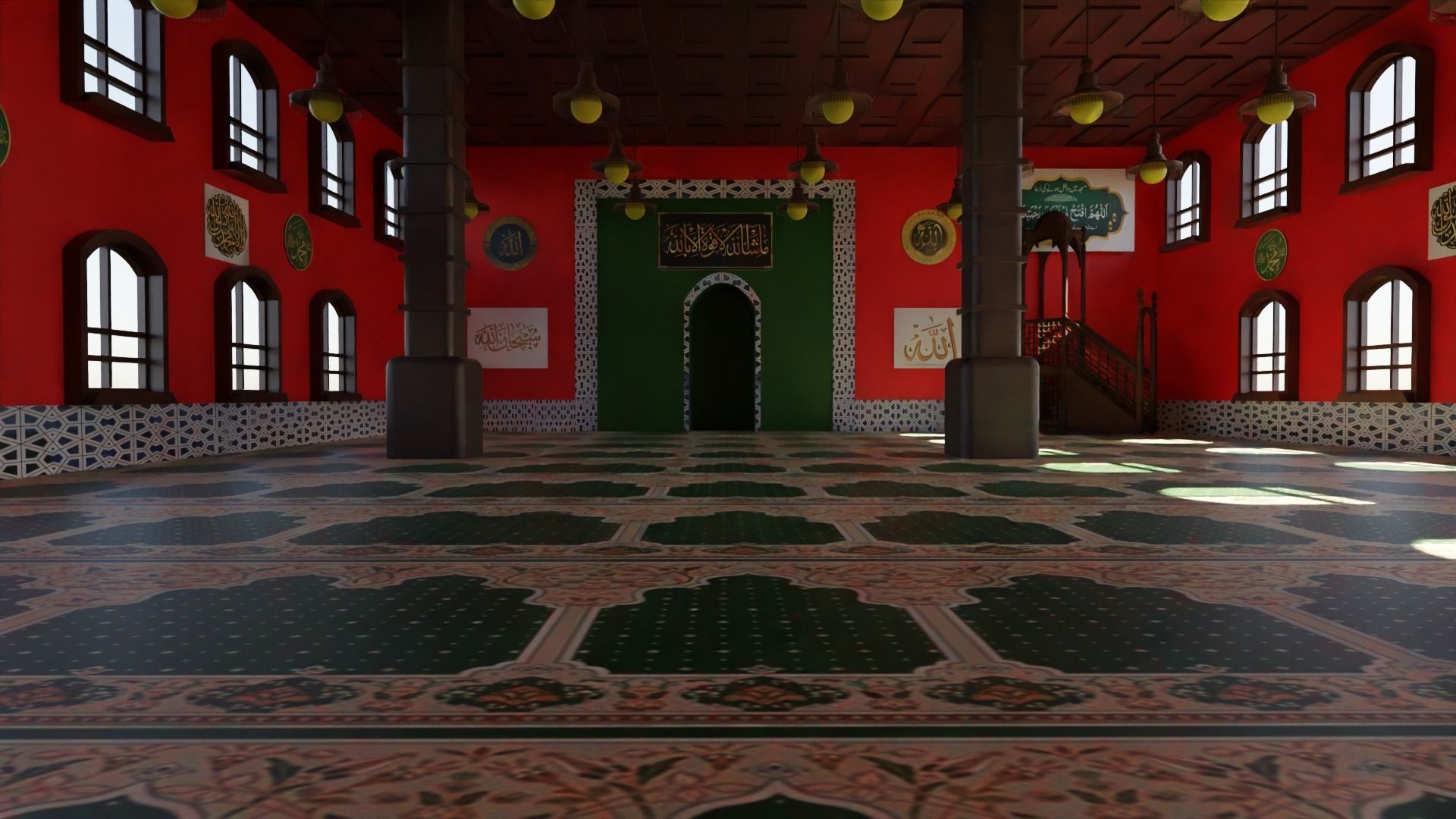 Mosque Interior Low-poly 3D model_2