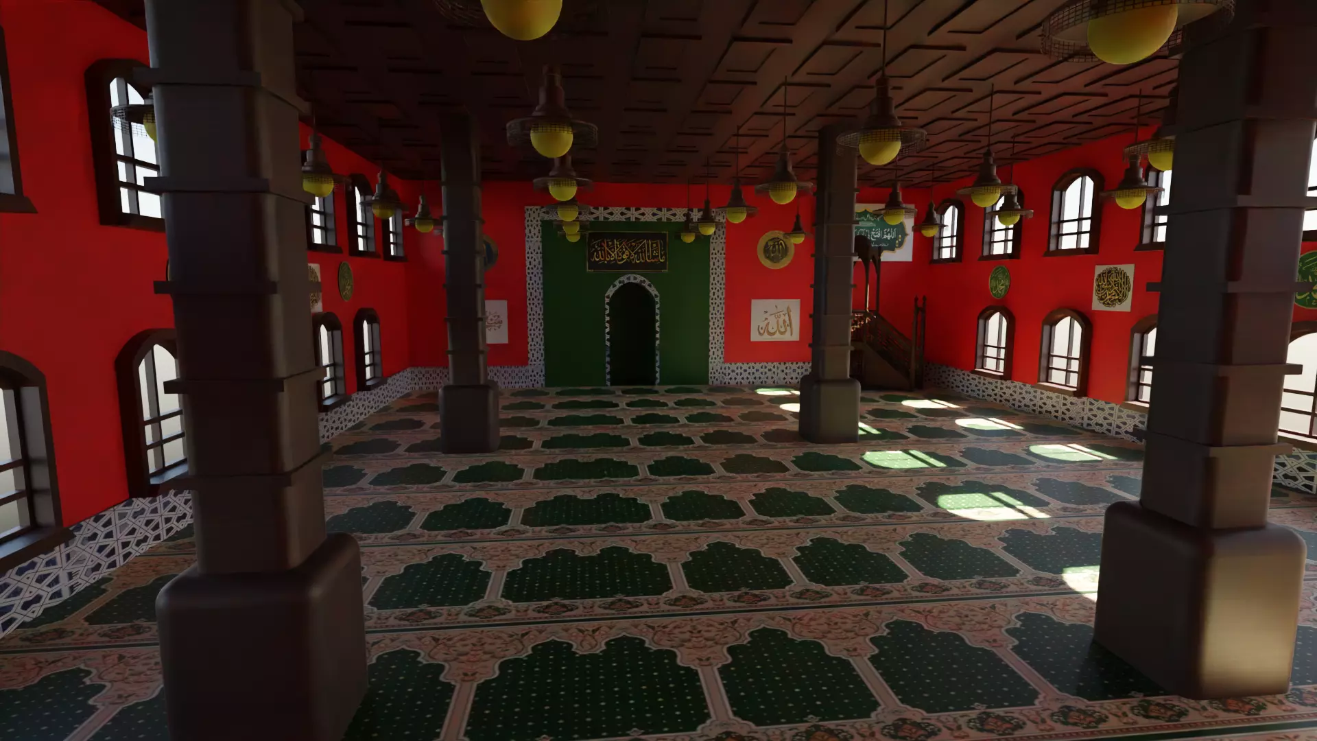 Mosque Interior Low-poly 3D model_0