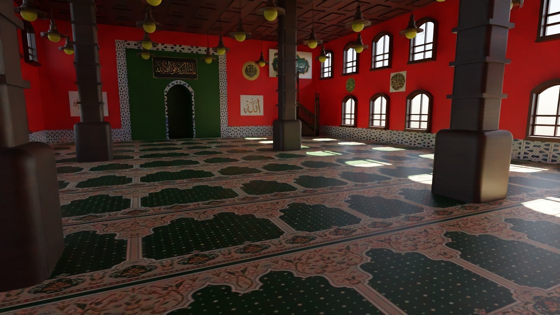 Mosque Interior Low-poly 3D model_6