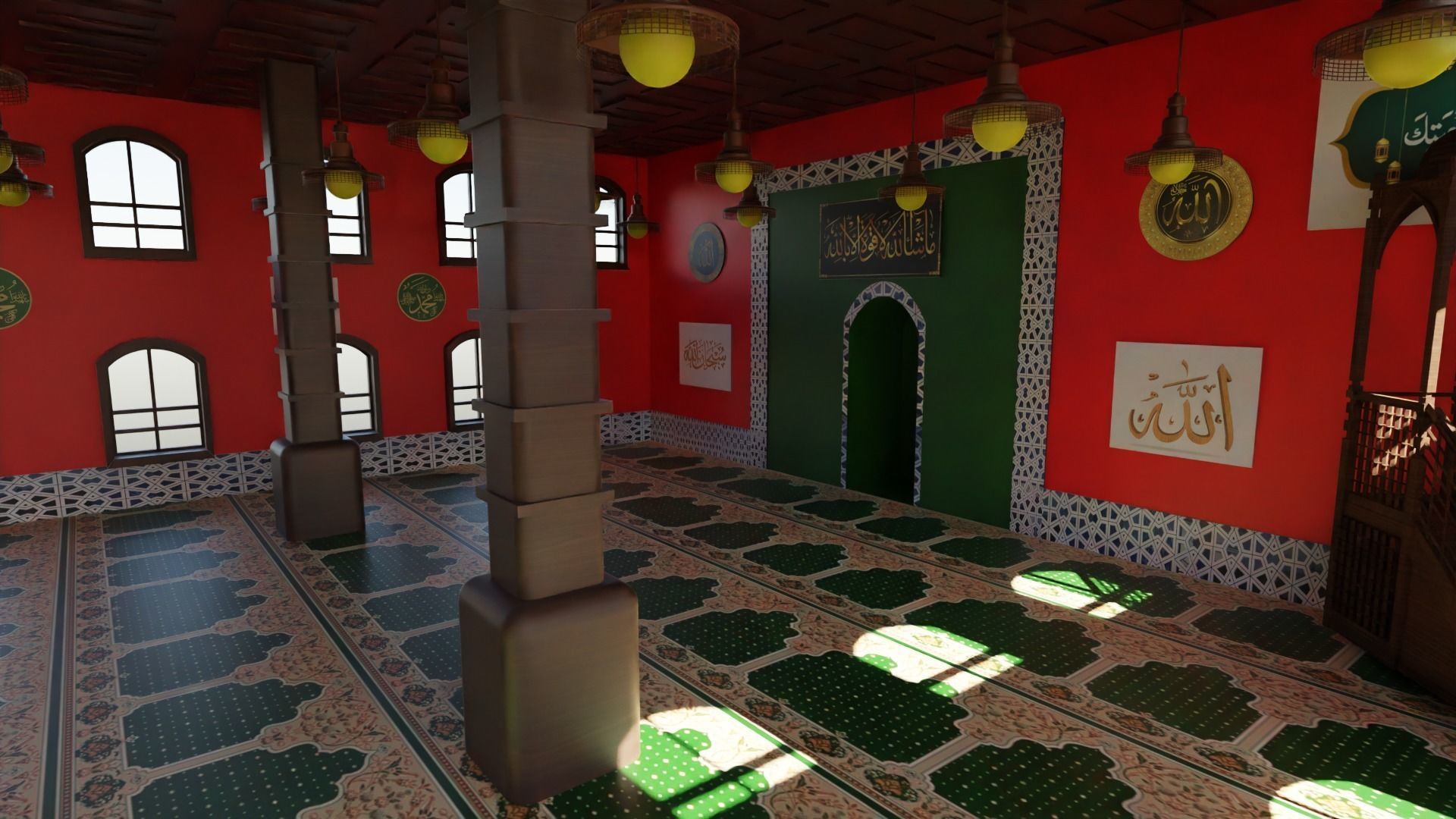Mosque Interior Low-poly 3D model_3