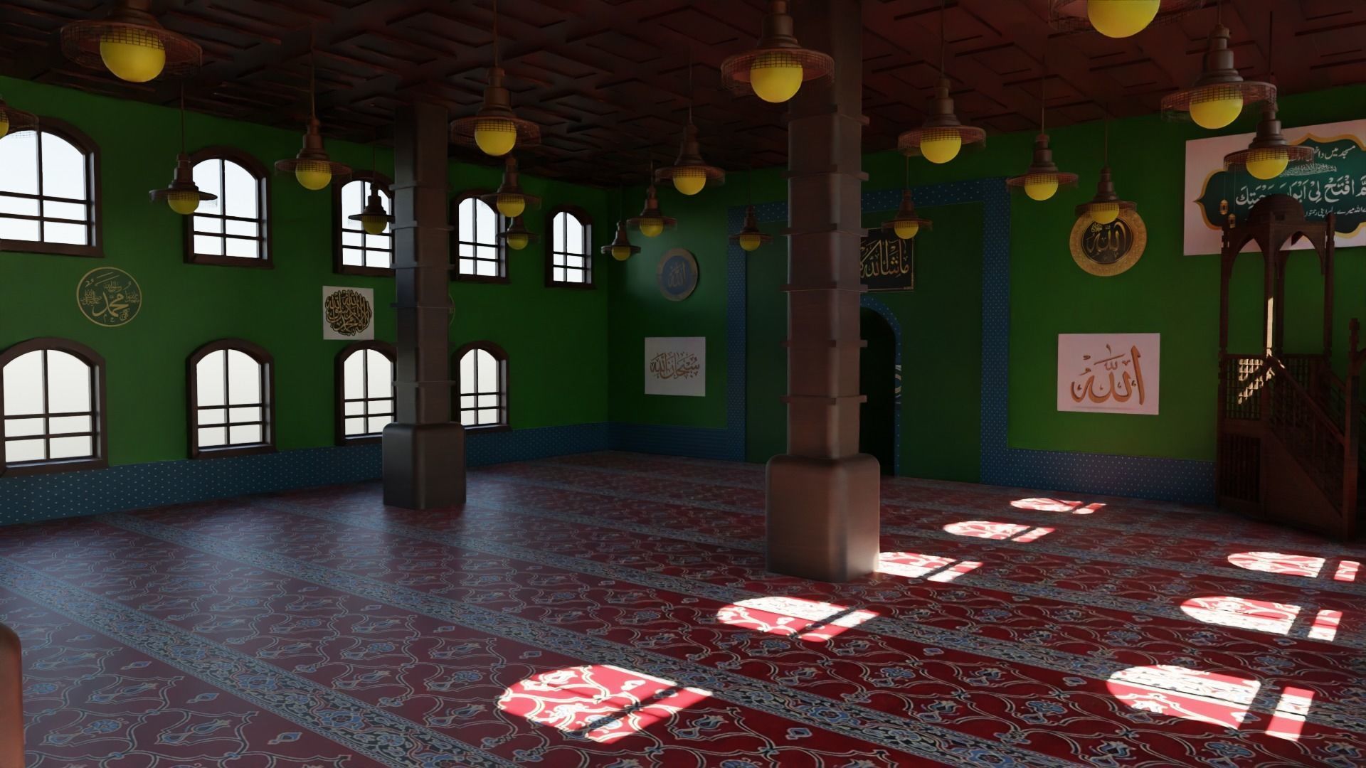 Mosque Interior Low-poly 3D model_2