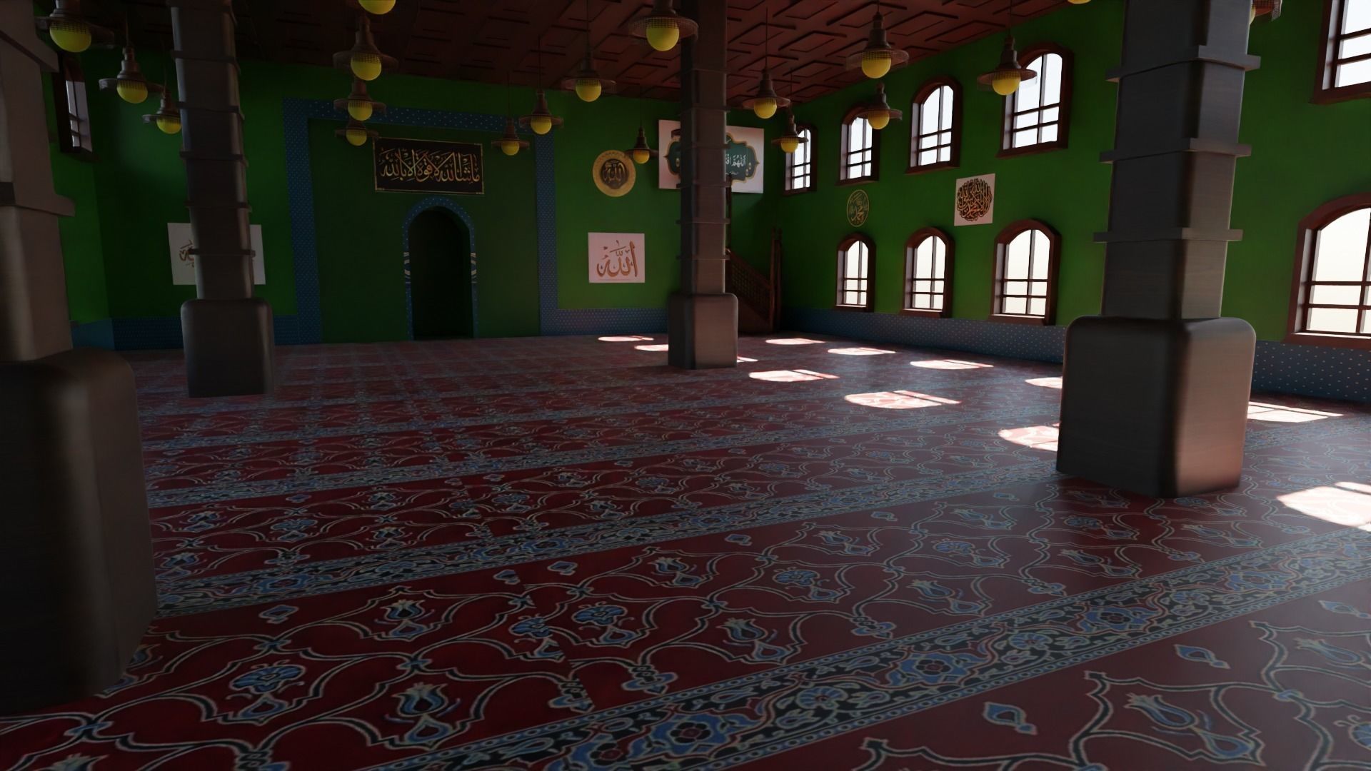 Mosque Interior Low-poly 3D model_6