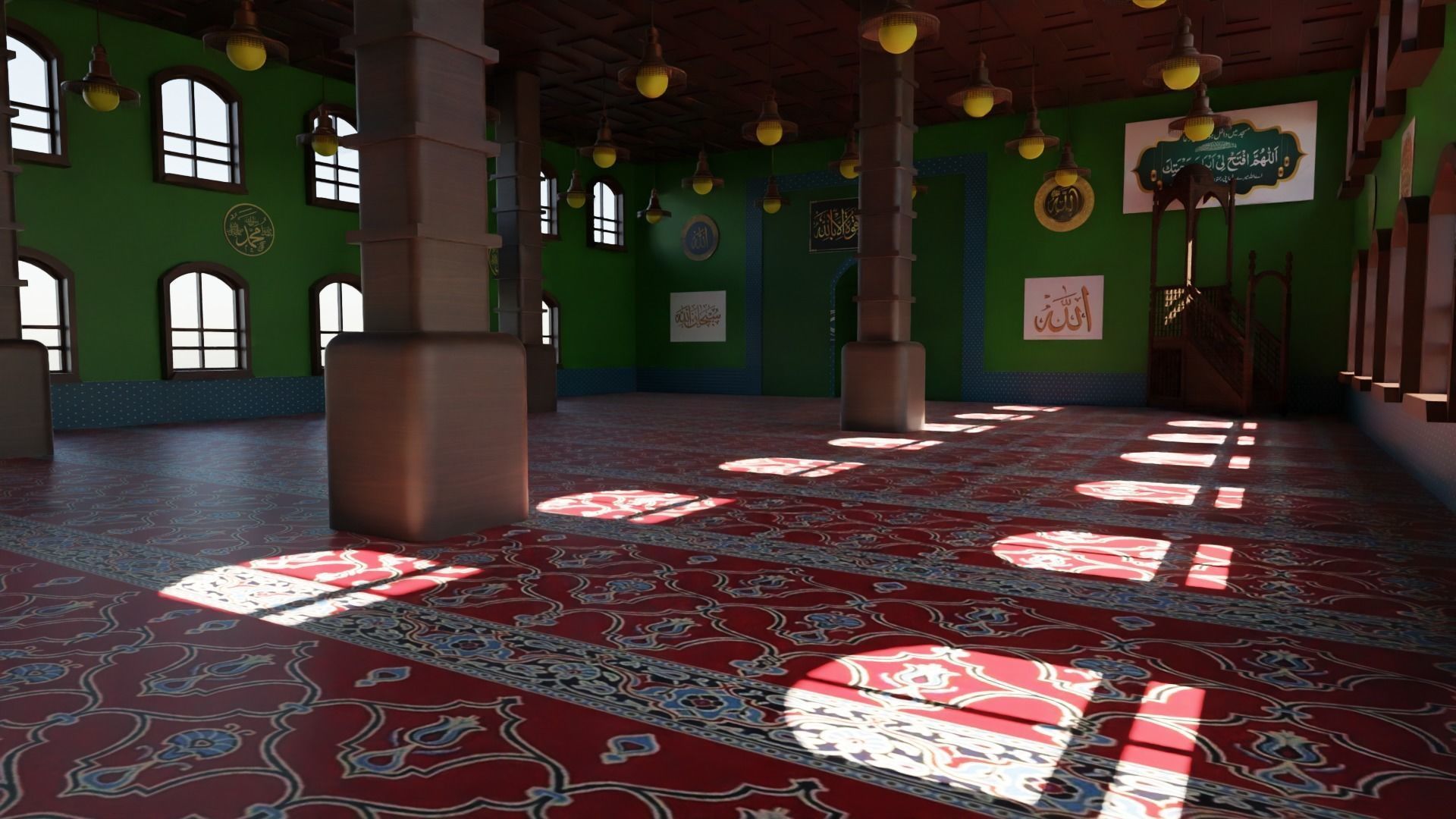 Mosque Interior Low-poly 3D model_5
