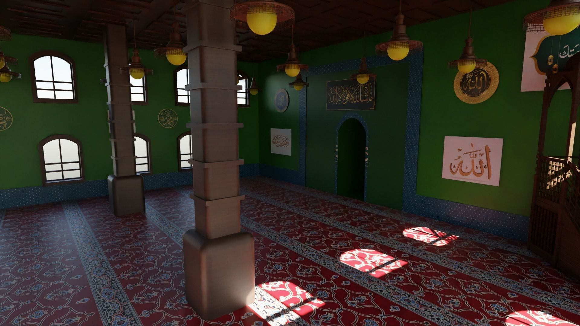 Mosque Interior Low-poly 3D model_3