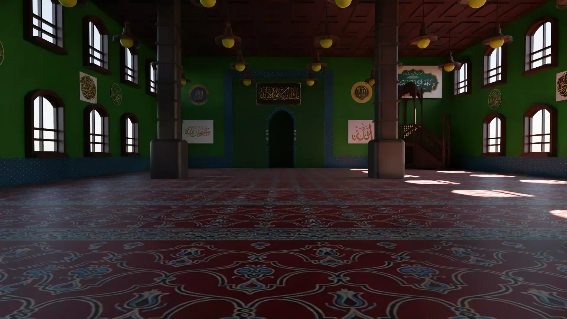 Mosque Interior Low-poly 3D model_0
