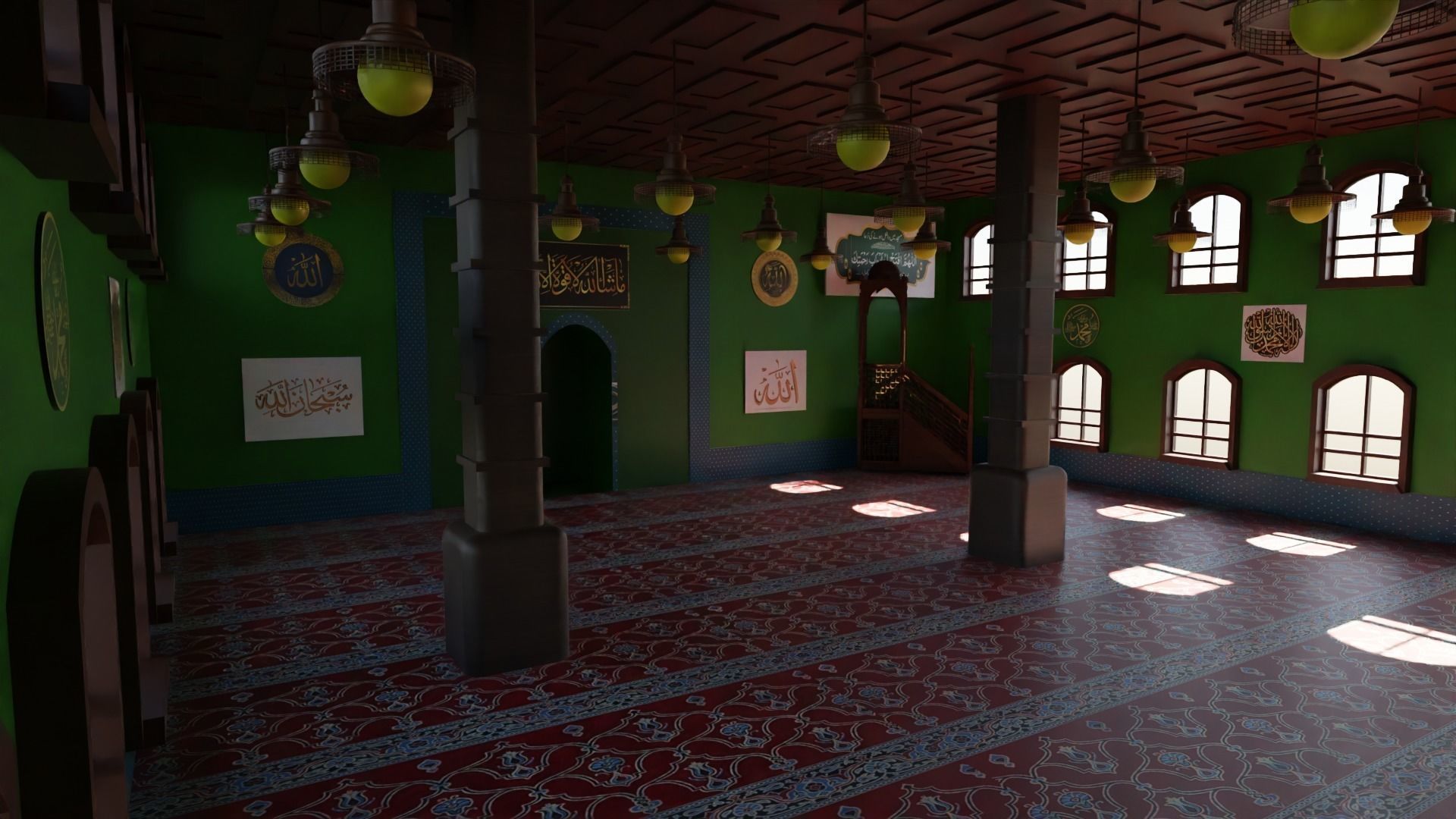Mosque Interior Low-poly 3D model_4
