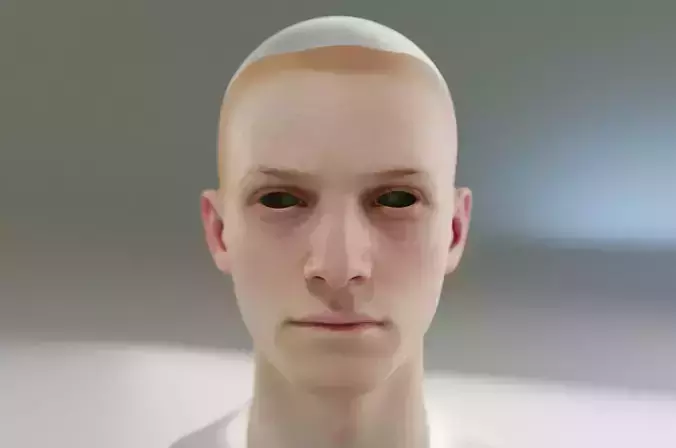 young and brunette male with sharp jawline