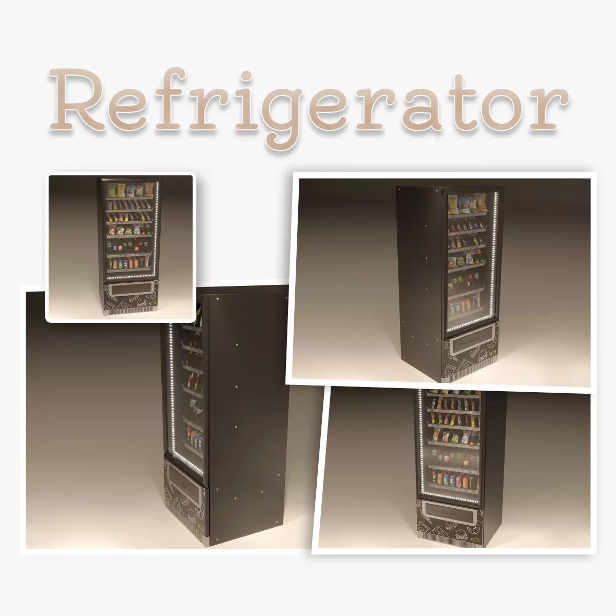 Refrigerator Low-poly 3D model_0