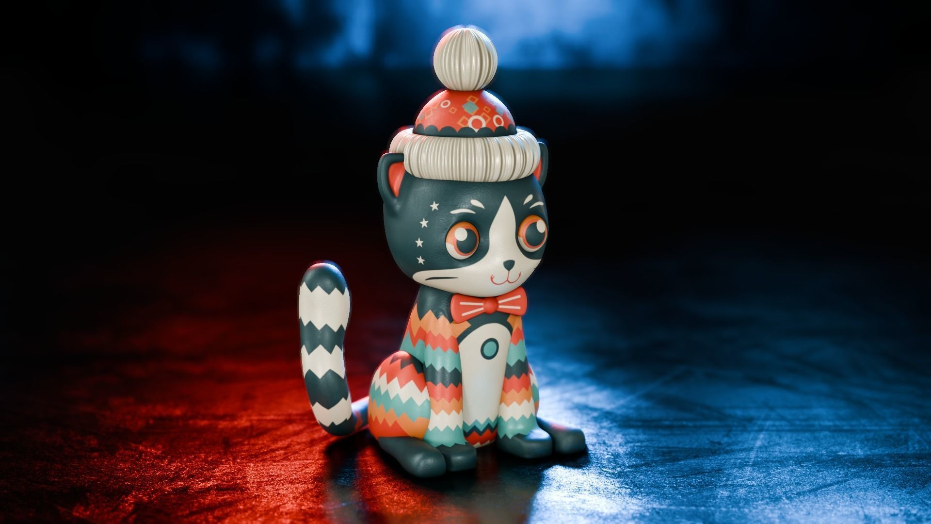 Vintage cat toy 3D model_2