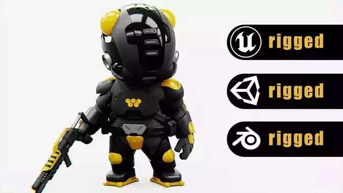 TROOPER ALIENWARE v-c Rigged for Unreal Engine - Unity - MIXAMO