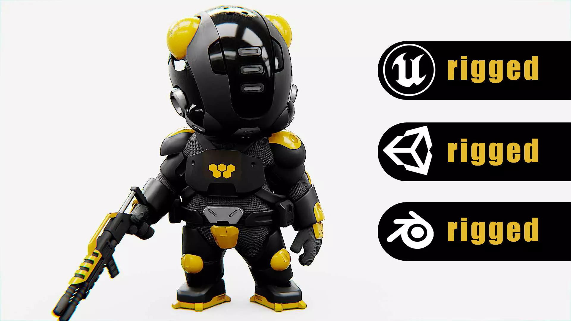 TROOPER ALIENWARE v-c Rigged for Unreal Engine - Unity - MIXAMO 3D model