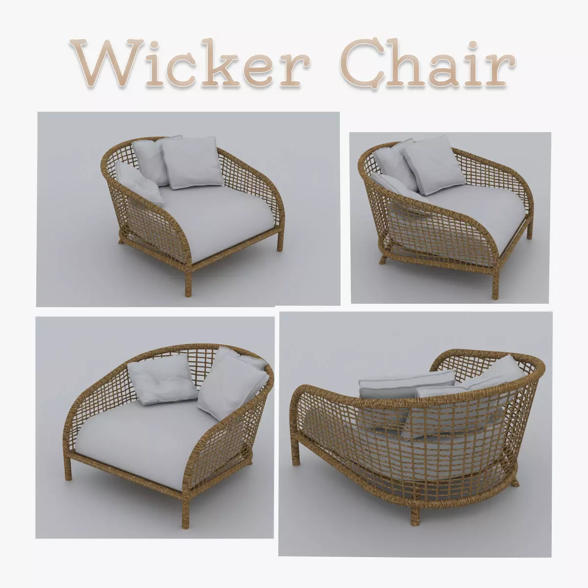 wicker chair Low-poly 3D model