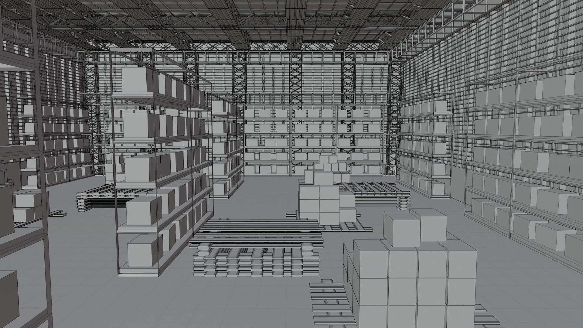 Warehouse Interior - No Material Low-poly 3D model_8