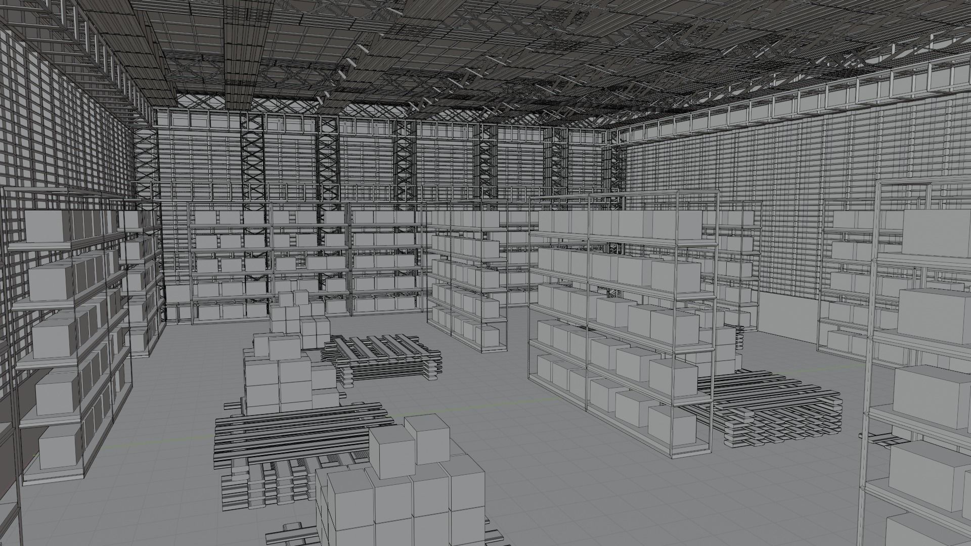 Warehouse Interior - No Material Low-poly 3D model_7